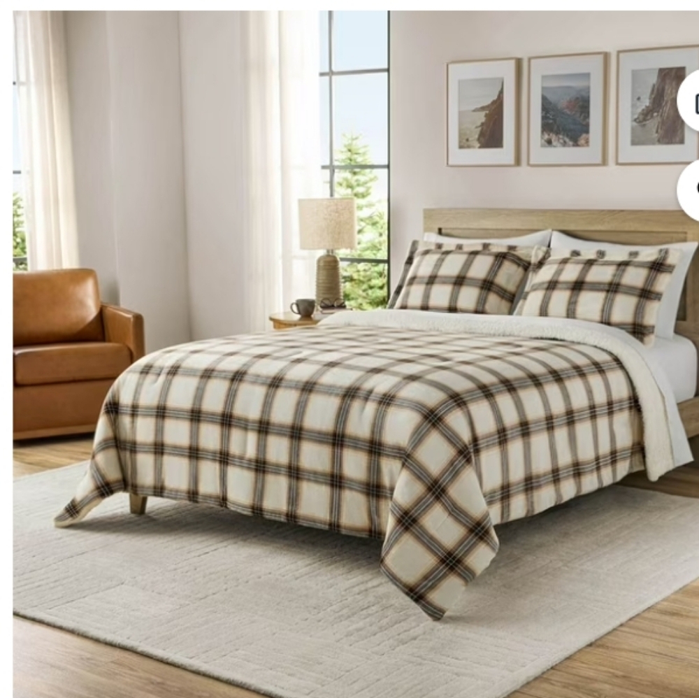 Luxury Printed Plaid 3-Piece Comforter Set